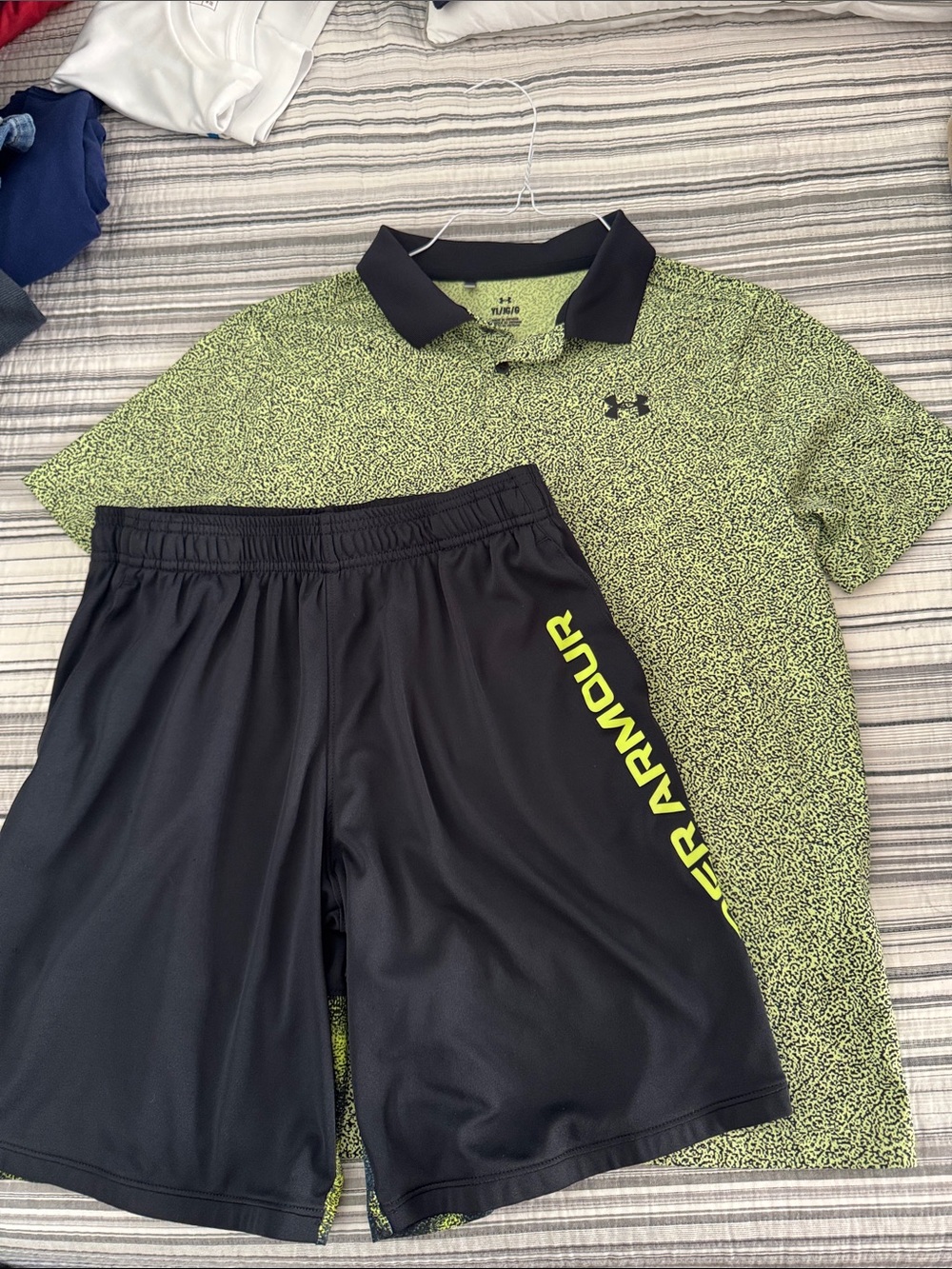Under Armour Black Athletic Shorts with Neon Yellow Logo